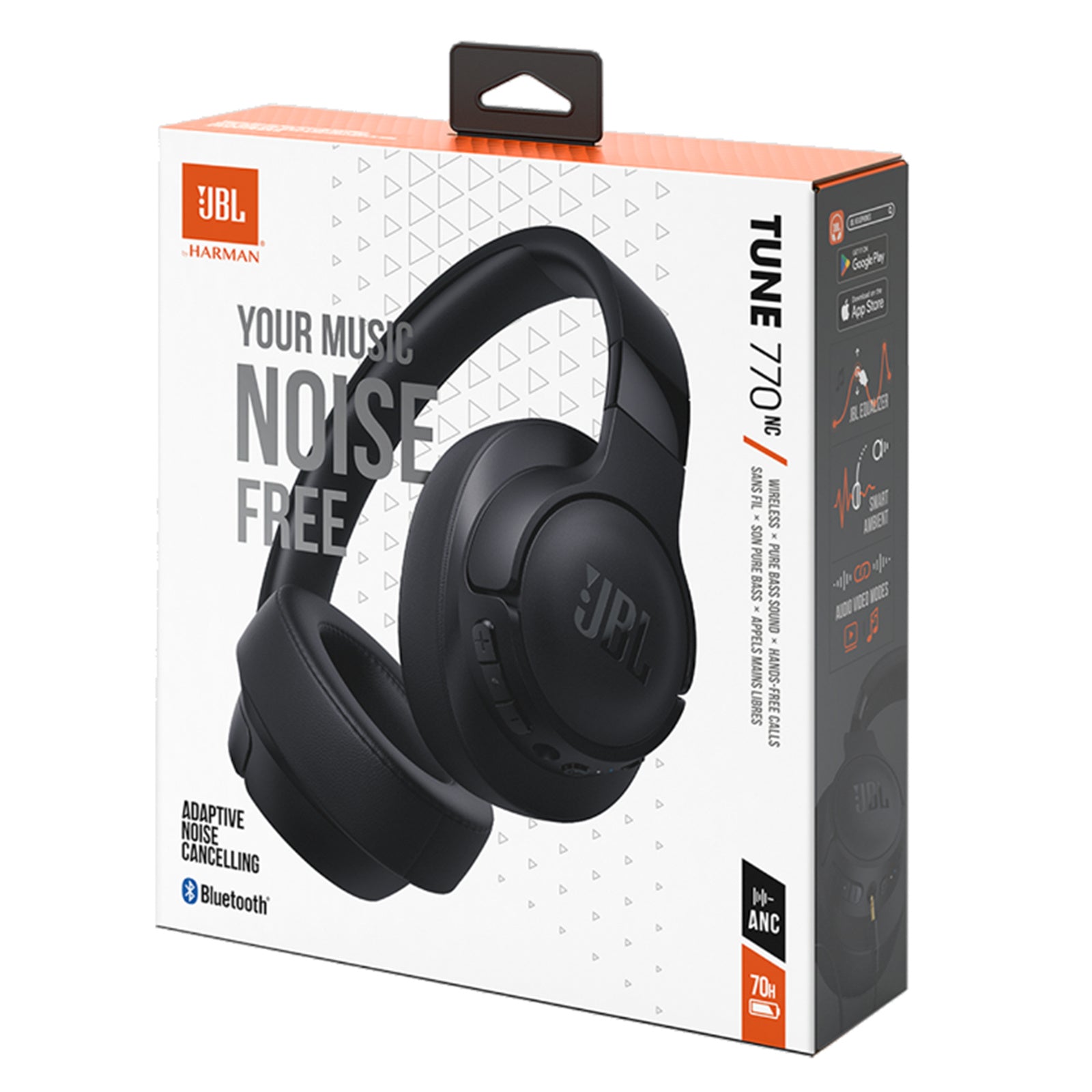 JBL Tune 770NC Wireless Over-Ear Noise Cancelling Headphones - Black