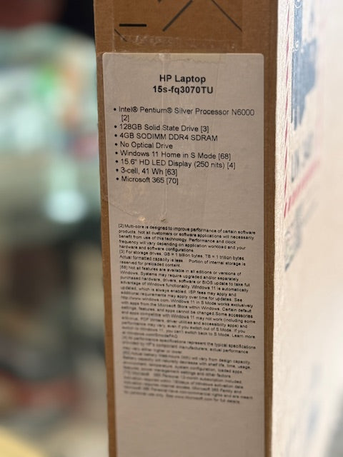 HP 15.6 inch Laptop 15S-FQ3070TU( 4GB+128GB) SSD
