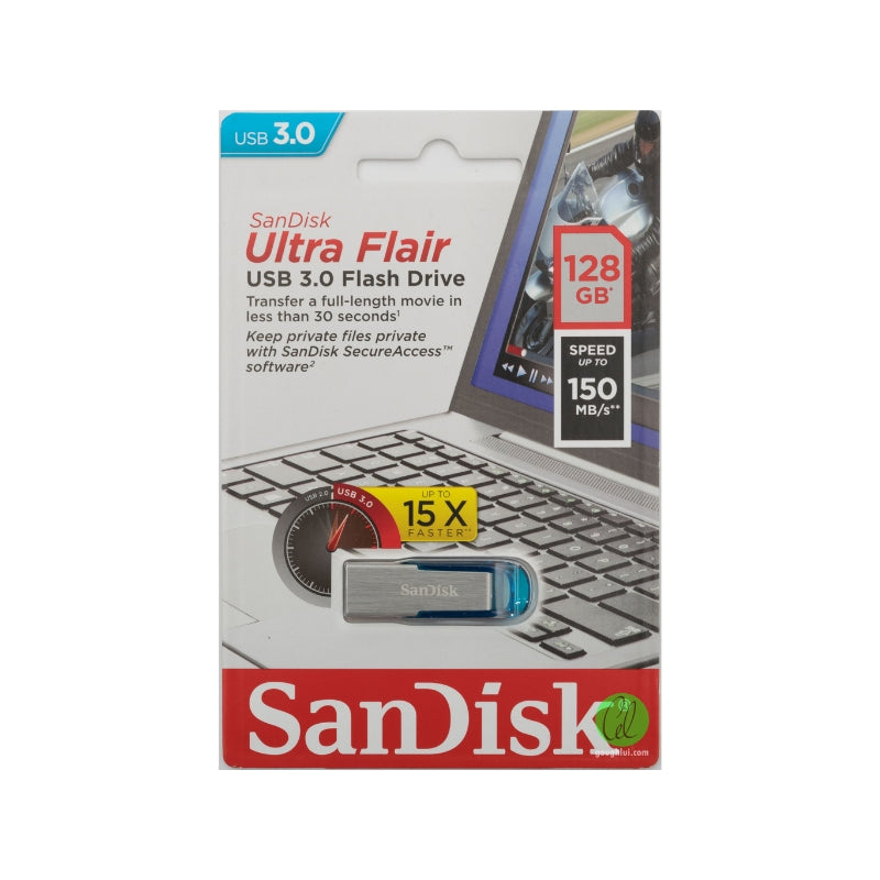 SANDISK 128GB ULTRA FLAIR USB 3.0 FLASH DRIVE